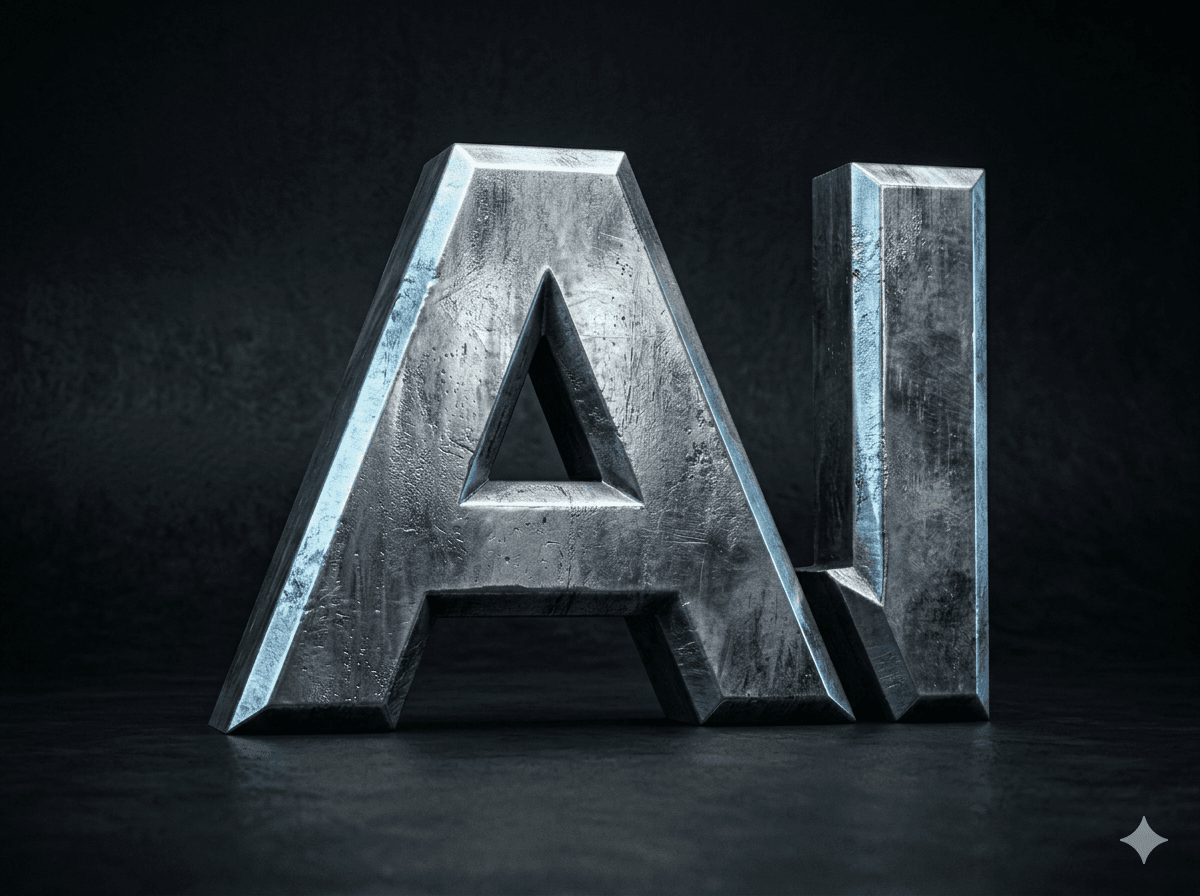 Metallic AI hero logo